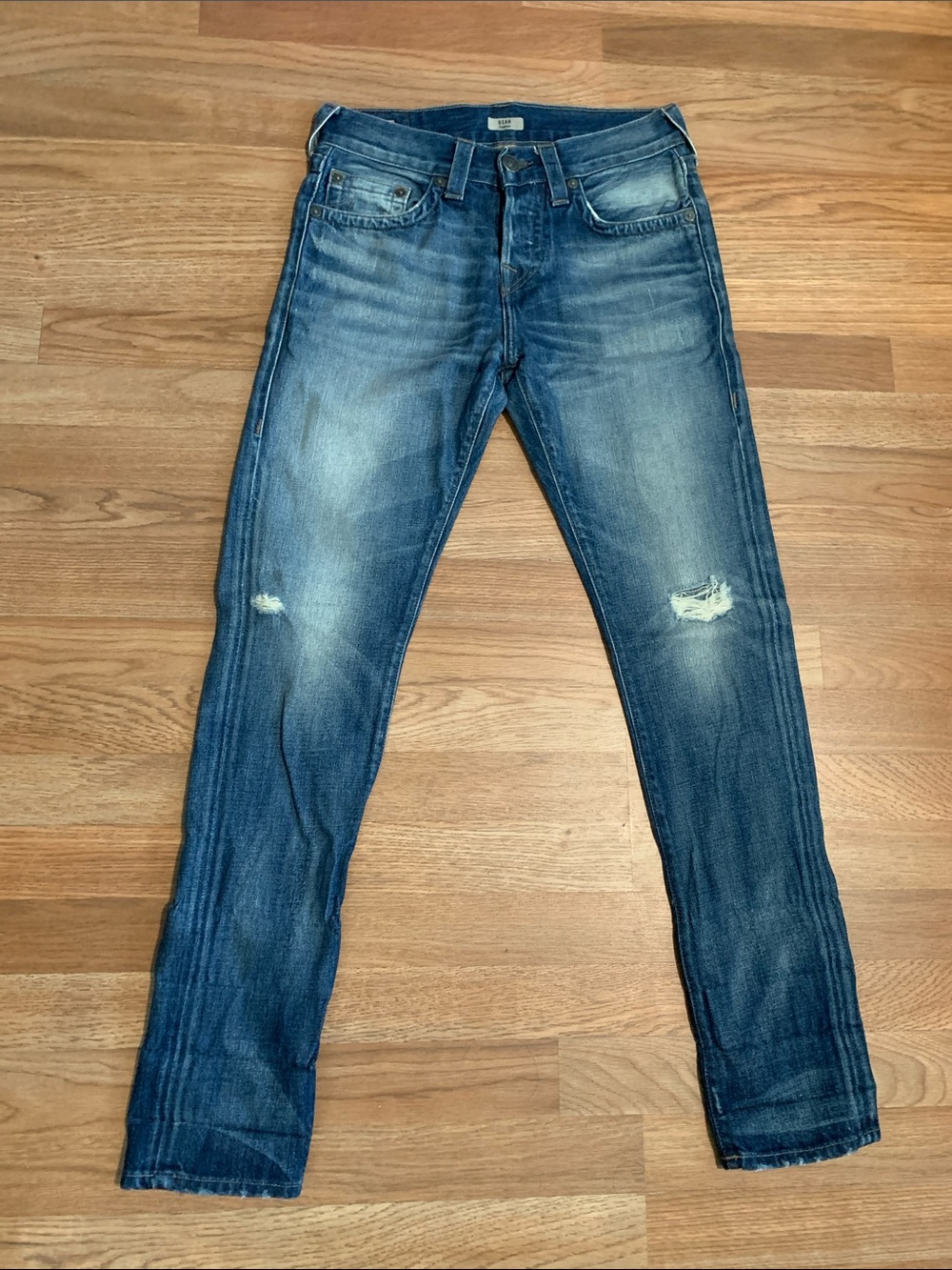True Religion Slim Fit Distressed Blue Jeans